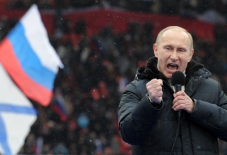 Ông Putin phát biểu trước những người ủng hộ tại sân vận động Luzhniki ở Moskva năm 2012. Ảnh: AFP