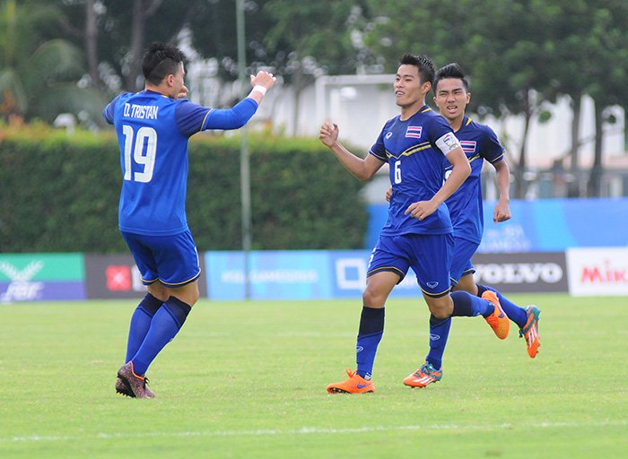 Niềm vui của các cầu thủ U23 Thái Lan.