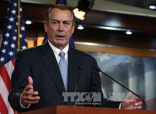 Chủ tịch Hạ viện Mỹ John Boehner trong cuộc họp báo tại Washington, DC., sau khi dự luật TPA được phê chuẩn. 