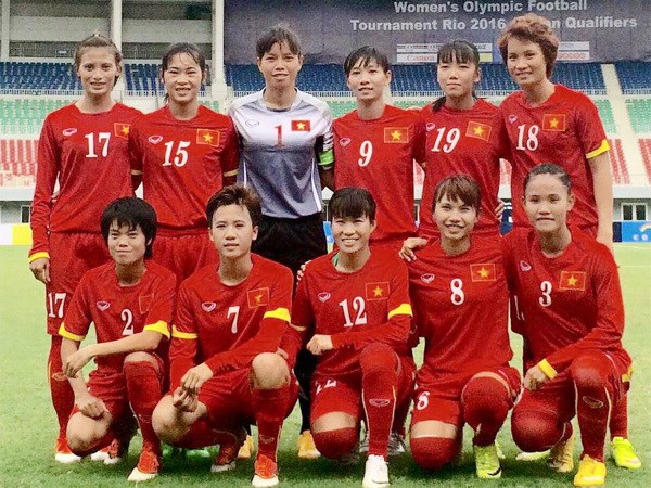 Đội hình xuất phát của tuyển nữ Việt Nam ở trận thắng Jordan tối qua. (Ảnh: VFF)
