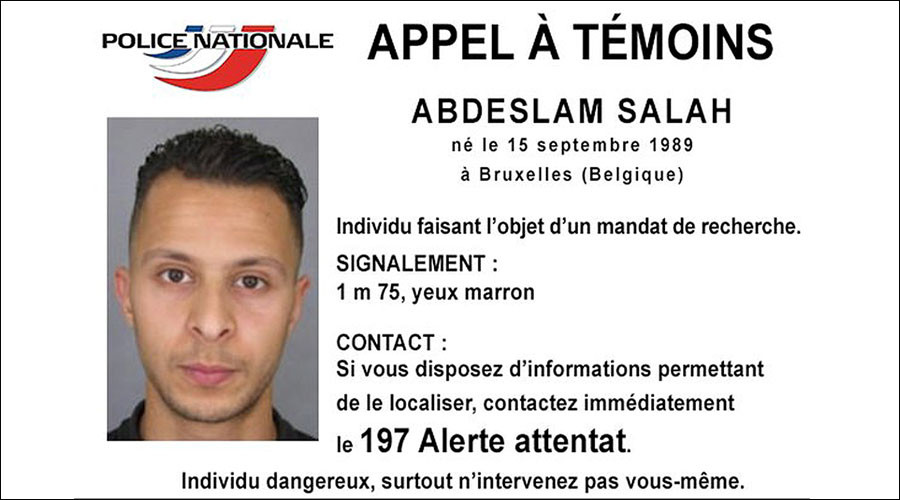 Cảnh sát quốc gia Pháp đã phát lệnh truy nã đối với Abdeslam, một trong các nghi phạm chính trong vụ tấn công Paris. Ảnh: Reuters