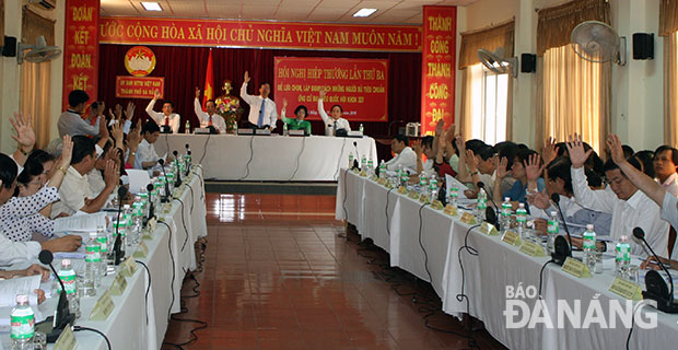 Hội nghị hiệp thương lần thứ ba biểu quyết thông qua danh sách 8 ứng viên đại biểu Quốc hội khóa XIV đơn vị thành phố Đà Nẵng.