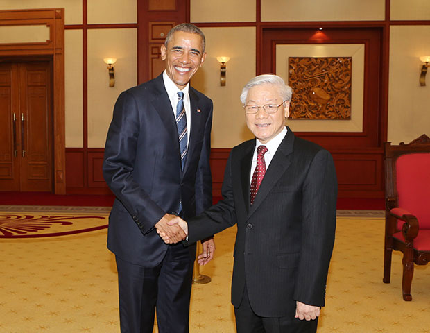 Tổng Bí thư Nguyễn Phú Trọng tiếp Tổng thống Mỹ Barack Obama.
