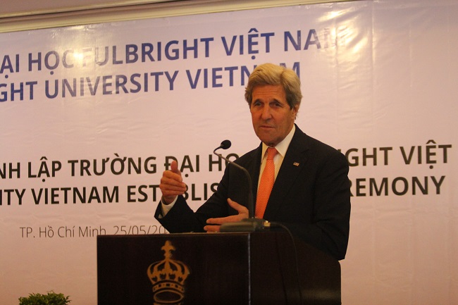 Ngoại trưởng Mỹ John Kerry phát biểu tại lễ trao quyết định thành lập trường ĐH Fullbright Việt Nam