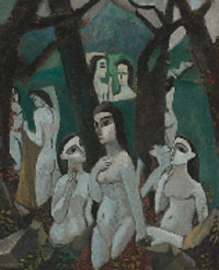 “Những người phụ nữ và thân cây”, tranh sơn dầu của Max Weber (1881-1961).