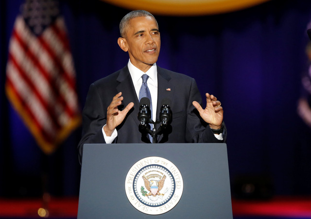 Tổng thống Obama phát biểu tại Chicago tối ngày 10/1 (Ảnh: Reuters)