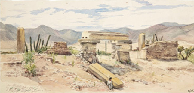 Adela Breton vẽ di tích ở Mexico.