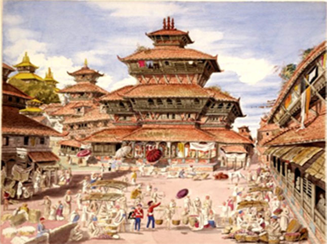 Henry Oldfield vẽ kiến trúc Ấn Độ.