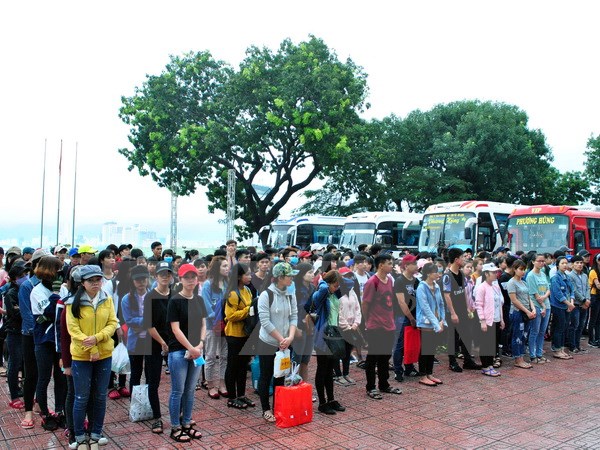 320 sinh viên Đại học Nha Trang háo hức mong chờ được về quê ăn Tết. (Ảnh: Phan Sáu/TTXVN)