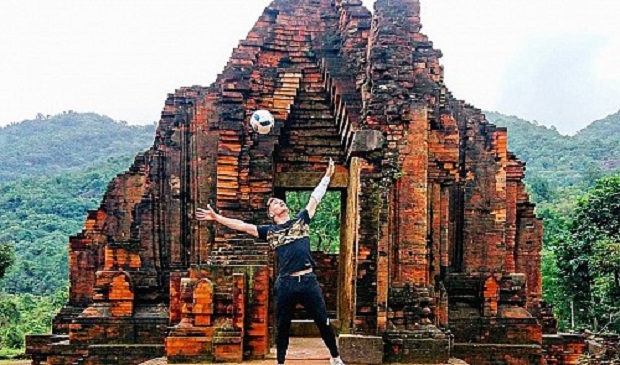 Andrew Henderson performs a trick in Quang Nam, central Vietnam, in this photo posted on his Instagram page.