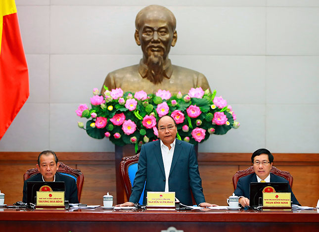 Thủ tướng Nguyễn Xuân Phúc phát biểu chỉ đạo tại phiên họp. 					                 Ảnh: TTXVN