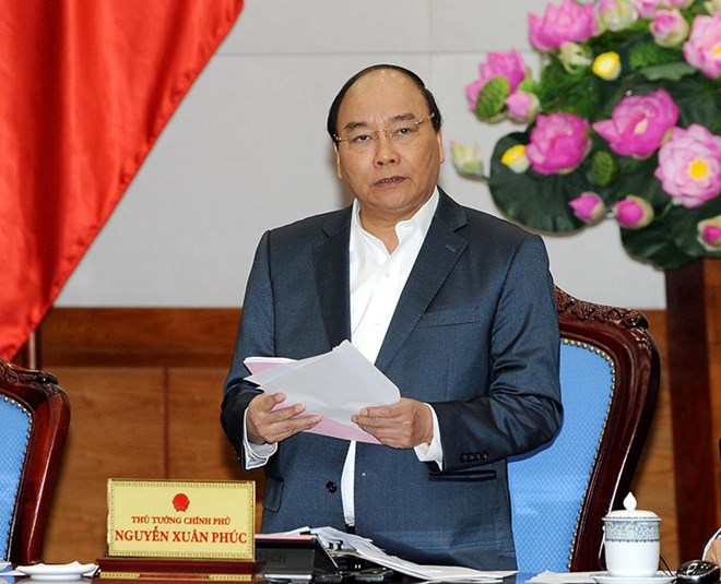 Thủ tướng Chính phủ Nguyễn Xuân Phúc tại phiên họp Chính phủ thường kỳ tháng 3/2017 (Nguồn: VGP)