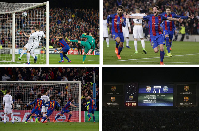 Chiến thắng không tưởng 6-1 giữa Barcelona và Paris Saint-Germain vòng 1/8 lượt về Champions League.  Ảnh: Internet