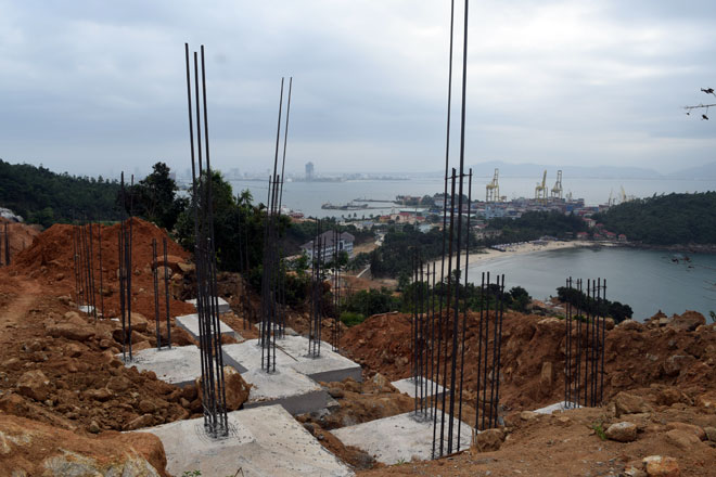  The already-completed foundations of some of the villas