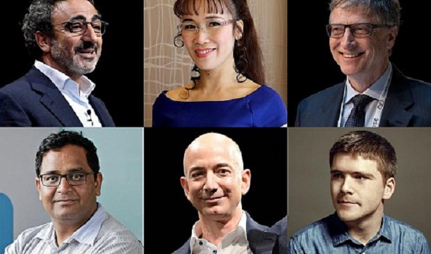 VietJet founder Nguyen Thi Phuong Thao (2nd, top left) is seen among members of the 2017 Forbes list of billionaires in this photo provided by Forbes.