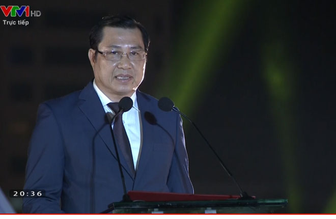 Chủ tịch UBND thành phố Đà Nẵng Huỳnh Đức Thơ phát biểu khai mạc Lễ hội pháo hoa quốc tế Đà Nẵng DIFF 2017