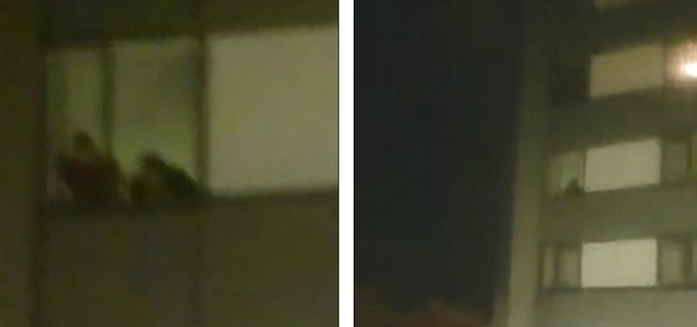 Hình ảnh người bị mắc kẹt trên các tầng của tòa nhà