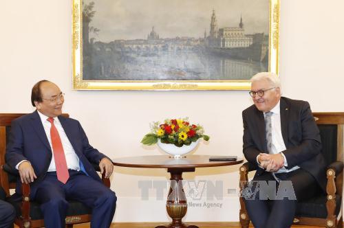 Thủ tướng Nguyễn Xuân Phúc hội kiến Tổng thống Đức Frank-Walter Steinmeier. Ảnh: TTXVN 