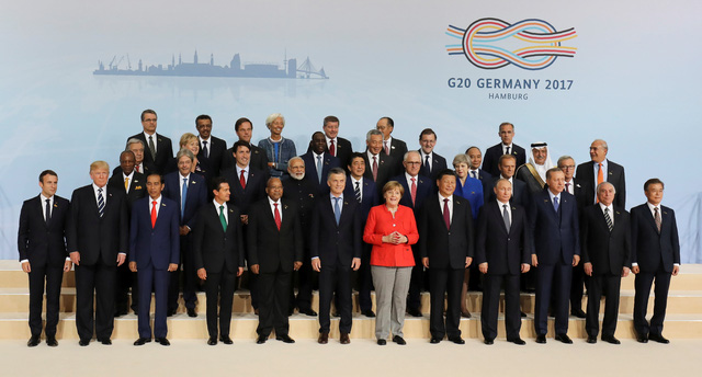 Các nhà lãnh đạo tham dự hội nghị G20 tại Đức chụp ảnh lưu niệm chung.