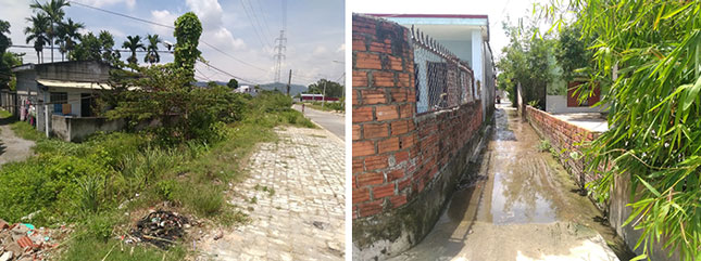 Chênh lệch cao trình sau chỉnh trang khiến hơn 60 hộ dân ở khu dân cư Hòa Phú 1B thường xuyên bị ngập.