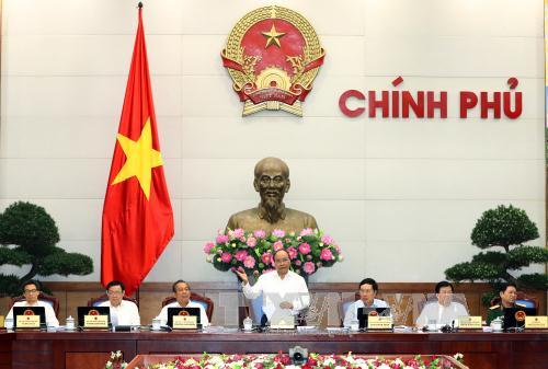 Thủ tướng Nguyễn Xuân Phúc phát biểu chỉ đạo phiên họp Chính phủ thường kỳ tháng 7. Ảnh: Thống Nhất/TTXVN
