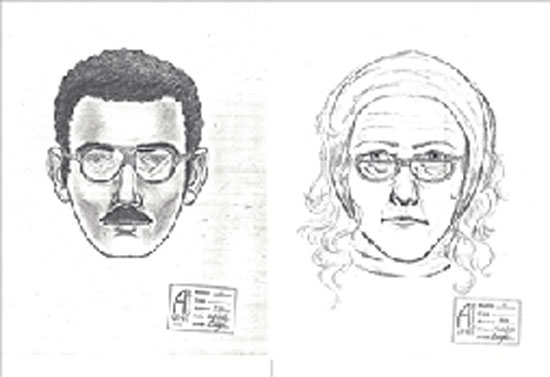 Bản vẽ chân dung hai nghi phạm trộm tranh.