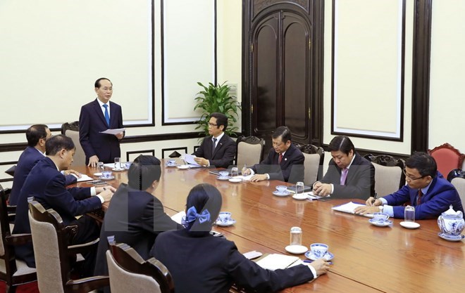 President Tran Dai Quang speaks at a working session with ABAC Vietnam leaders in Hanoi on September 27 (Source: VNA)