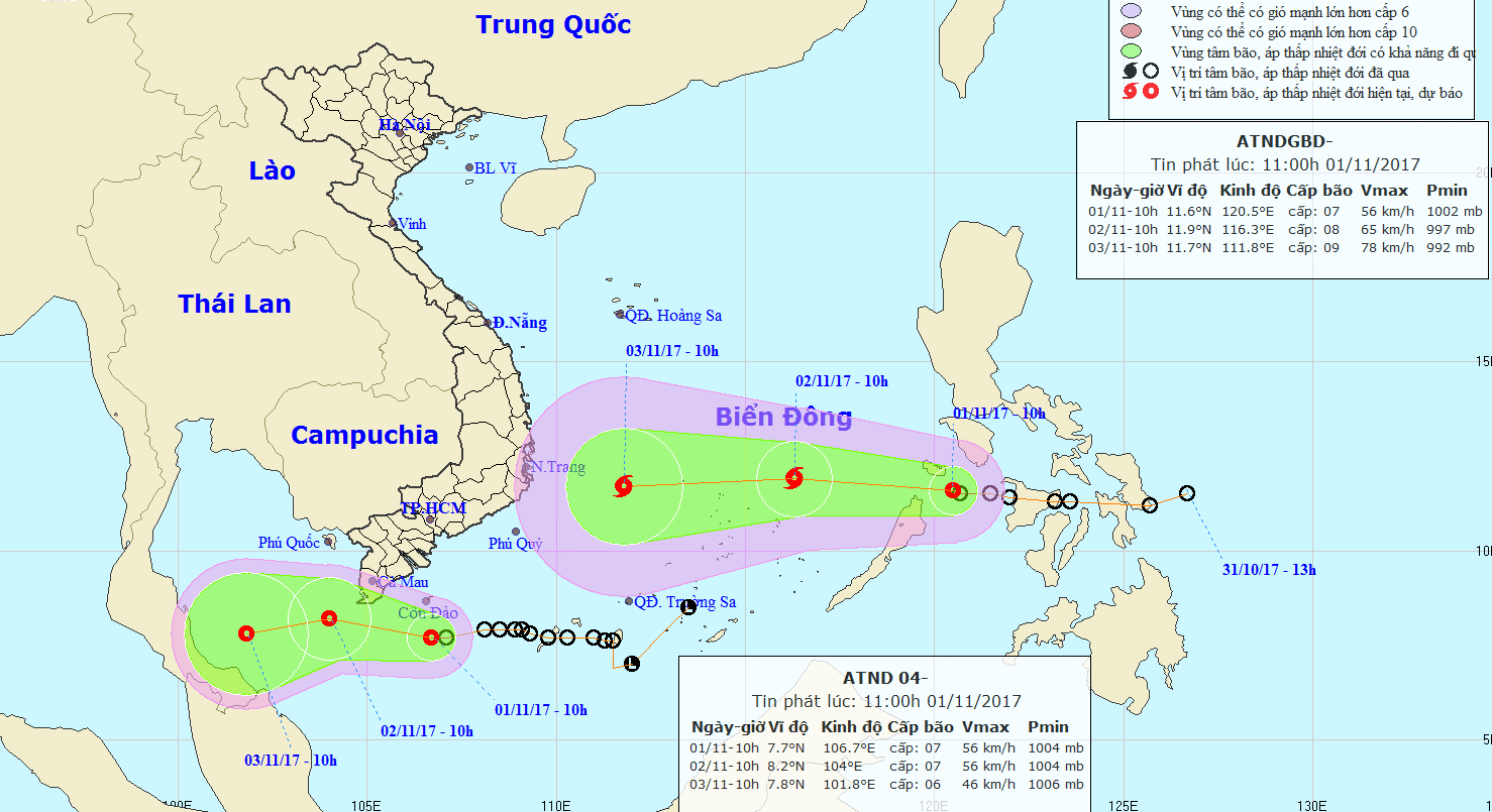 Theo nhận định của Giám đốc Trung tâm Dự báo Khí tượng thủy văn Trung ương, chiều tối 1-11, sau khi đi vào Biển Đông, áp thấp nhiệt đới sẽ mạnh lên thành bão, cơn bão số 12.