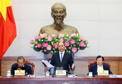 Thủ tướng Chính phủ Nguyễn Xuân Phúc phát biểu tại cuộc họp. Ảnh: Thống Nhất/TTXVN