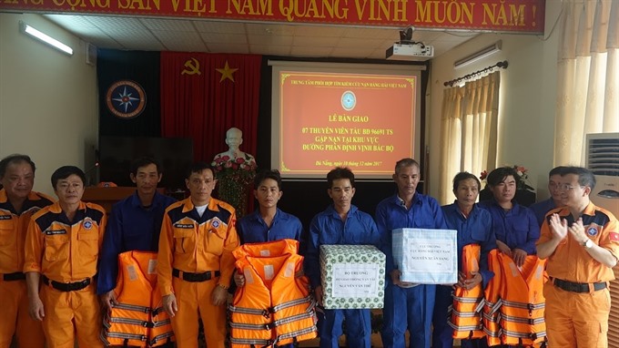 Seven fishermen from Binh Dinh Province were rescued at sea on Sunday