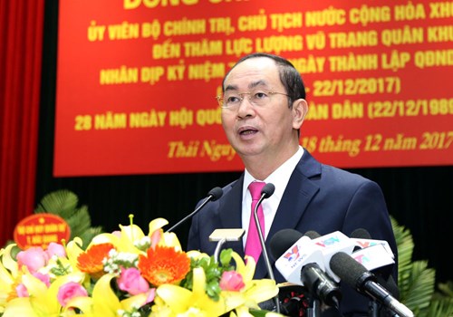 Chủ tịch nước Trần Đại Quang phát biểu tại buổi làm việc. Ảnh QĐND
