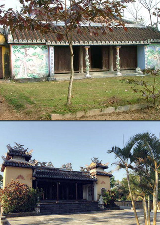 Nhà thờ tộc Phạm (ảnh trên) và nhà thờ tộc Nguyễn, nơi lưu giữ hai bộ gia phả quý. Ảnh: L.T