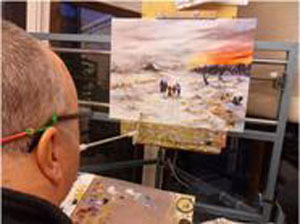 Nghệ sĩ Jon Clayton và bức tranh Lễ Thánh đàn. 