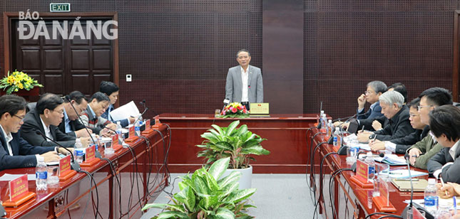 Bí thư Thành ủy Trương Quang Nghĩa phát biểu tại buổi làm việc.  							      Ảnh: S.TRUNG
