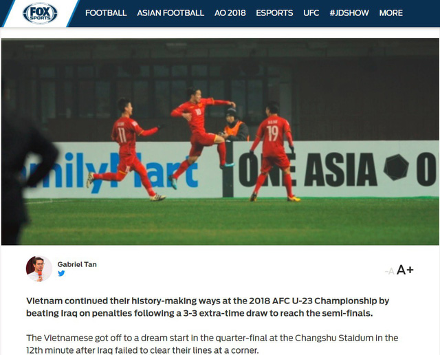 Fox Sports châu Á gọi U23 Việt Nam là 