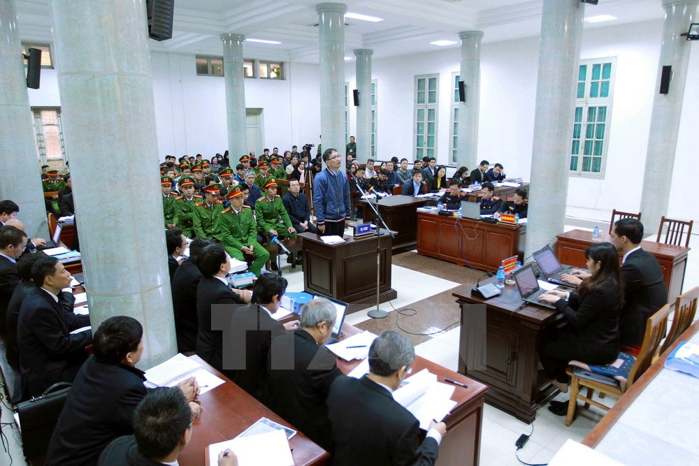 Bị cáo Trịnh Xuân Thanh trả lời các câu hỏi của Hội đồng xét xử. (Ảnh: Doãn Tấn/TTXVN)