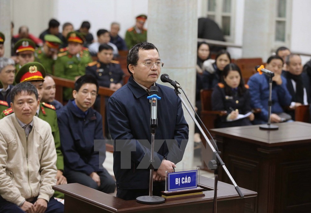 Bị cáo Nguyễn Quốc Khánh trả lời câu hỏi của Luật sư. (Ảnh: TTXVN)