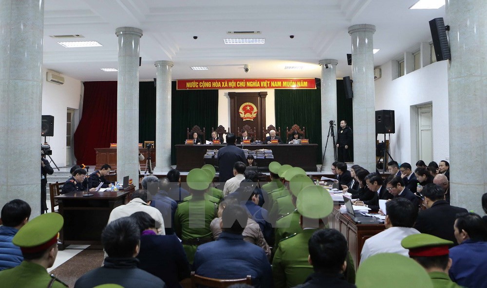 Quang cảnh phiên tòa xét xử Trịnh Xuân Thanh và đồng phạm sáng 10-1-2018. (Ảnh: TTXVN)