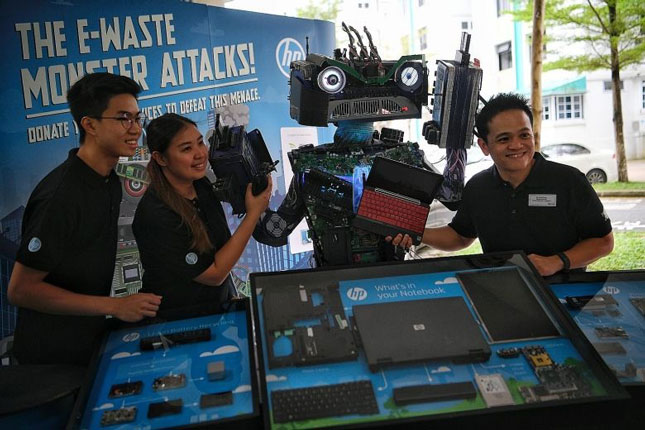 Chiến dịch tái chế rác thải điện tử của HP tại Singapore.