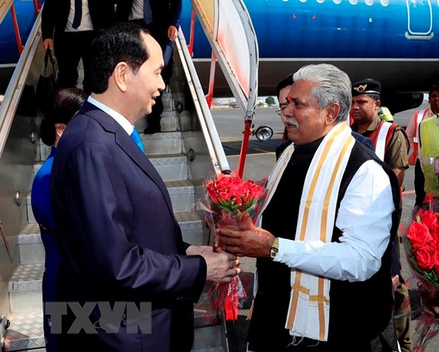 Chủ tịch nước Trần Đại Quang bày tỏ vui mừng đến thăm bang Bihar, nơi có Bodh Gaya, một trong những địa điểm thiêng liêng nhất của Phật giáo.  (Ảnh: Nhan Sáng/TTXVN)