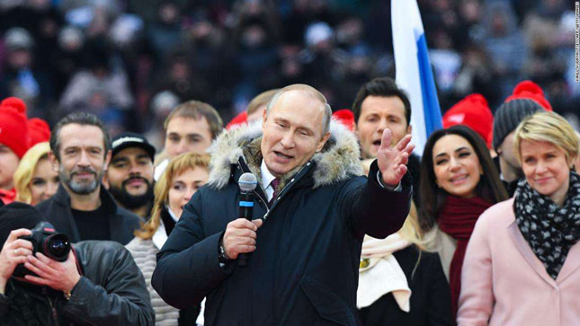 Tổng thống Vladimir Putin sẽ dễ dàng giành thêm một nhiệm kỳ 6 năm.                 Ảnh: AFP/Getty Images