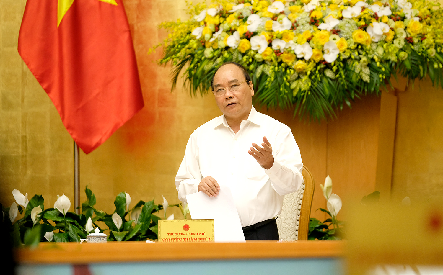 Thủ tướng Nguyễn Xuân Phúc phát biểu kết luận phiên họp Chính phủ thường kỳ tháng 3/2018.