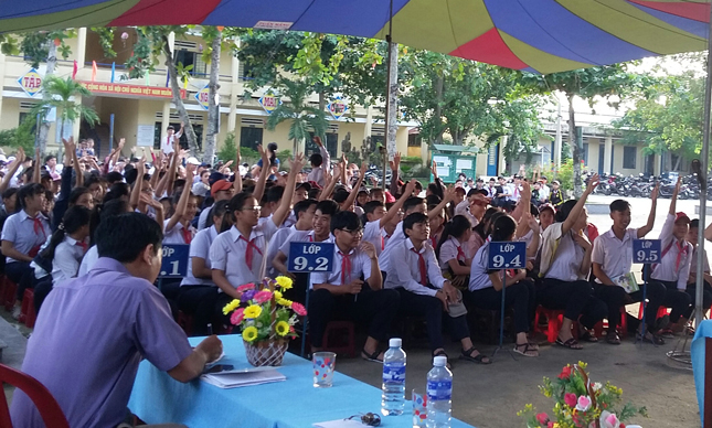 Nói chuyện chuyên đề về chăm sóc sức khỏe sinh sản cho vị thành niên tại Trường THCS Phạm Văn Đồng, xã Hòa Nhơn.