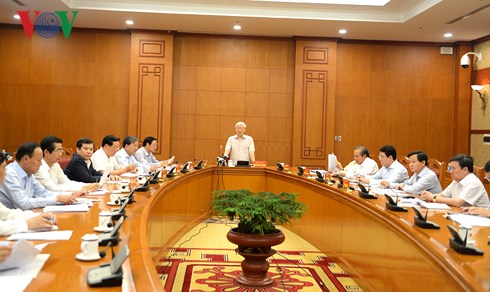 Tổng Bí thư Nguyễn Phú Trọng phát biểu tại cuộc họp. 
