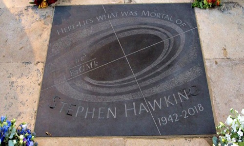 Bia mộ của giáo sư Stephen Hawking ở tu viện Westminster Abbey. Ảnh: Twitter.