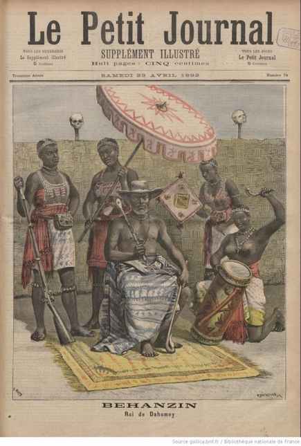 Béhanzin, vị vua cuối cùng của Dahomey. Tranh bìa trên tạp chí  Le Petit Journal-tháng 4, 1892.