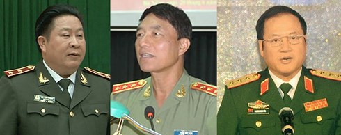 Ông Bùi Văn Thành và ông Trần Việt Tân bị Bộ Chính trị cách chức trong Đảng và sẽ bị giáng cấp bậc hàm. Ông Phương Minh Hoà (ngoài cùng bên phải) bị Ban Bí thư kỷ luật cảnh cáo.