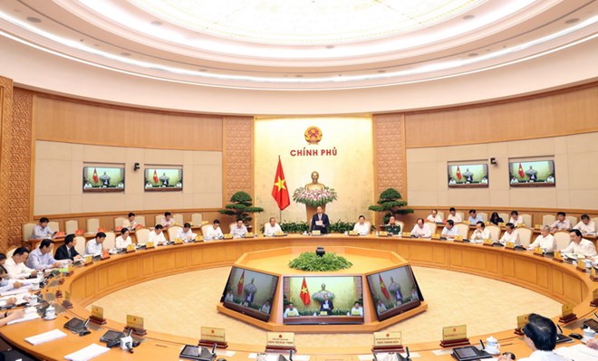 Sáng 31/7, dưới sự chủ trì của Thủ tướng Nguyễn Xuân Phúc, Chính phủ bắt đầu họp phiên thường kỳ tháng 7/2018. (Ảnh: Thống Nhất/TTXVN)