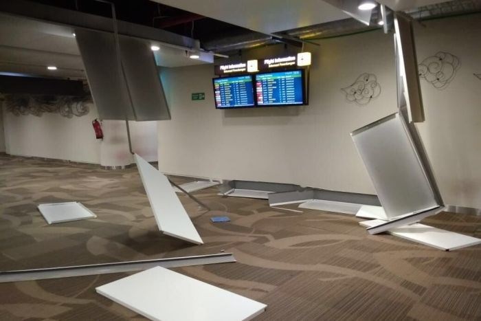 Động đất còn rung chuyển cả sân bay Bali. (Nguồn: abc.net.au)