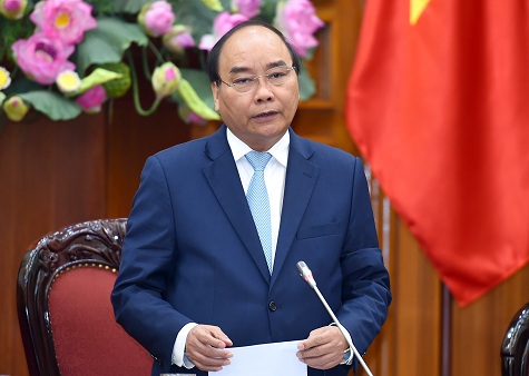 Thủ tướng Nguyễn Xuân Phúc phát biểu tại cuộc gặp - Ảnh: VGP